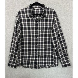 Travis Mathew Shirt Adult Large Black White Plaid Button Up Flannel‎ Golf Casual